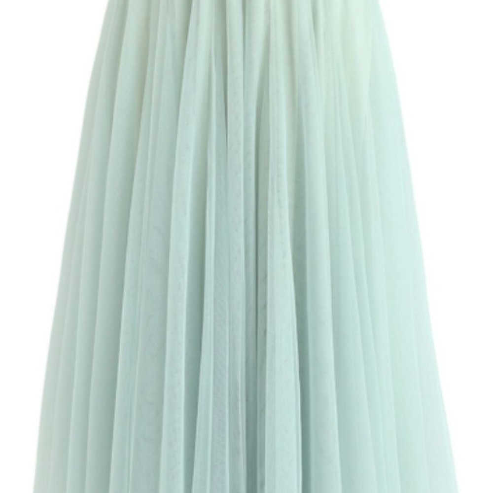 Spring Tulle Maxi Skirt in Mint